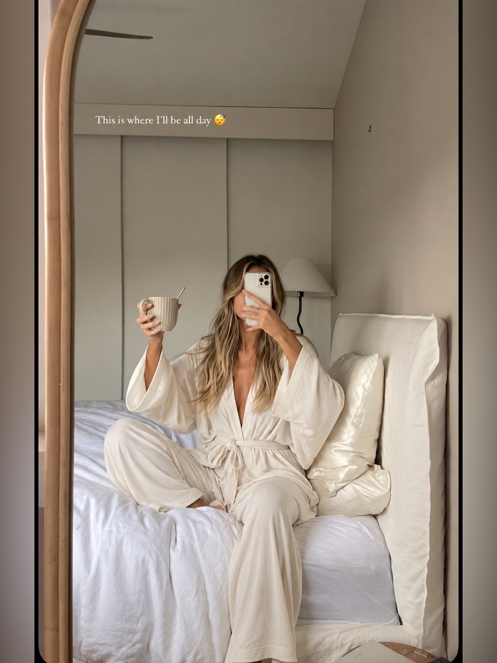 SKIMS Cream Loungewear Set - Soft Robe and Pants
